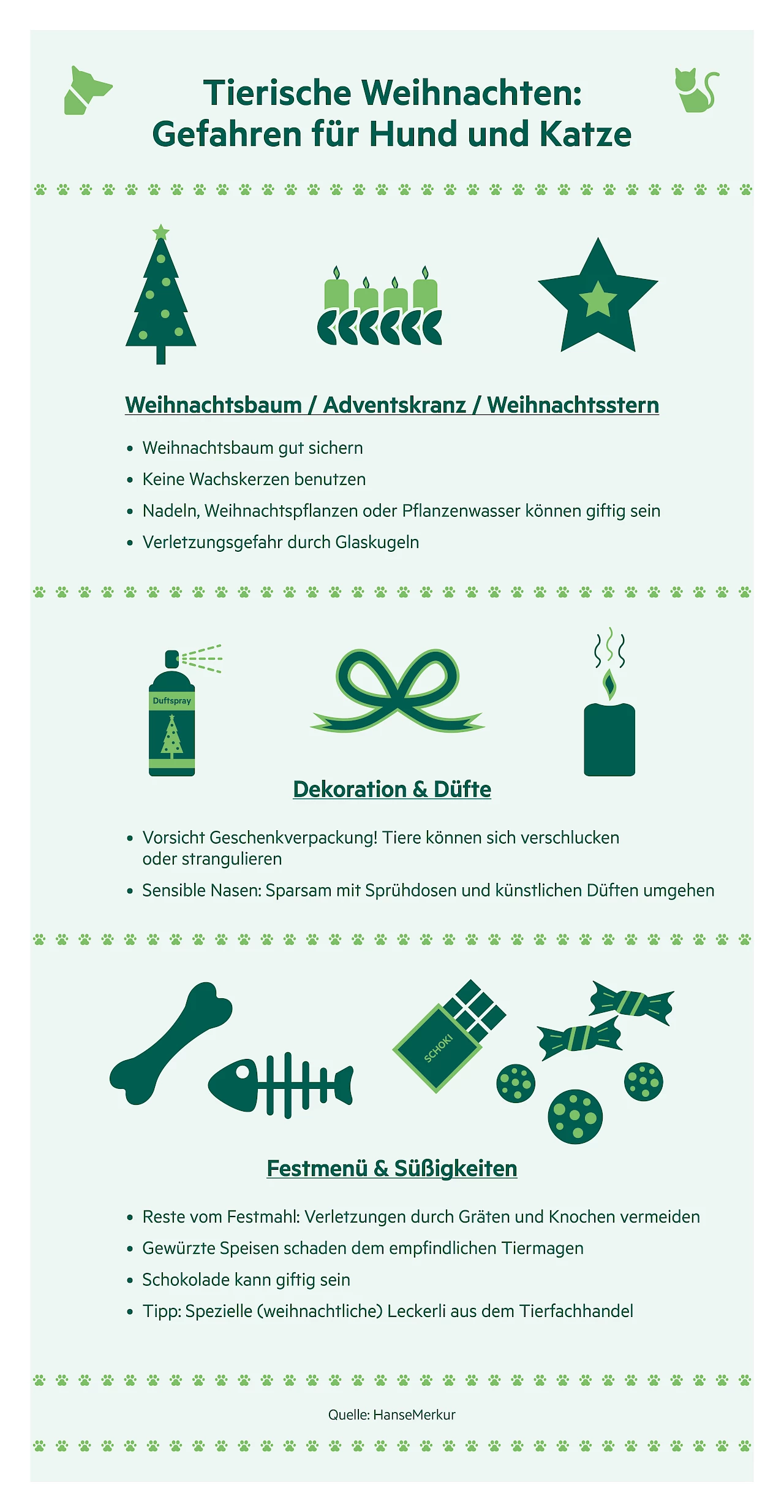 Risiken für Tiere an Weihnachten